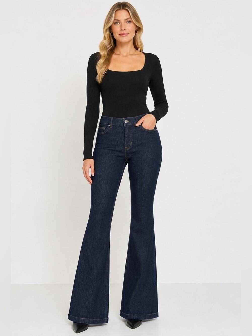 SPANX Denim Flare Shapewear Jeans Raw Indigo Wash XL Tall NWT